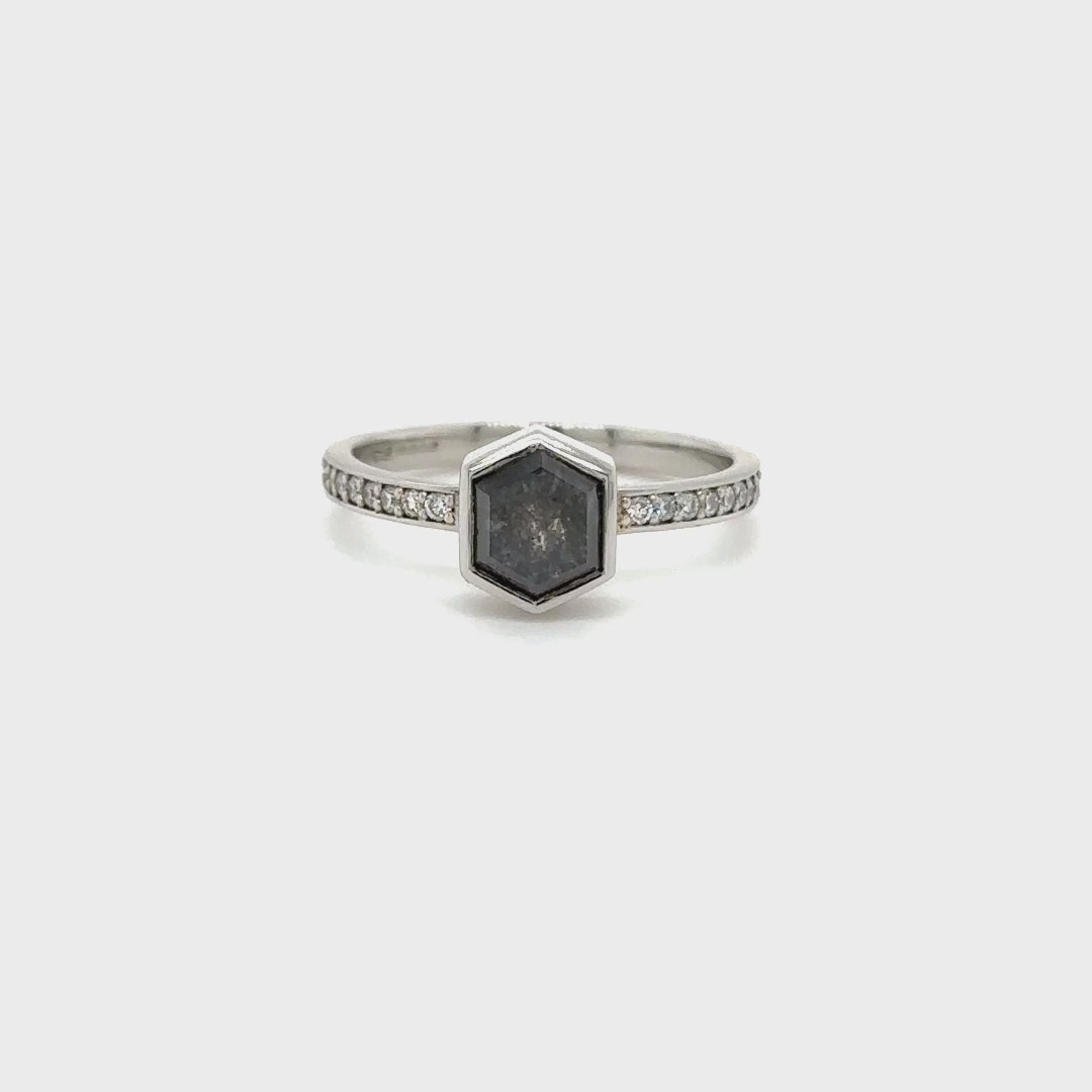 Hexagonal Black Diamond Ring