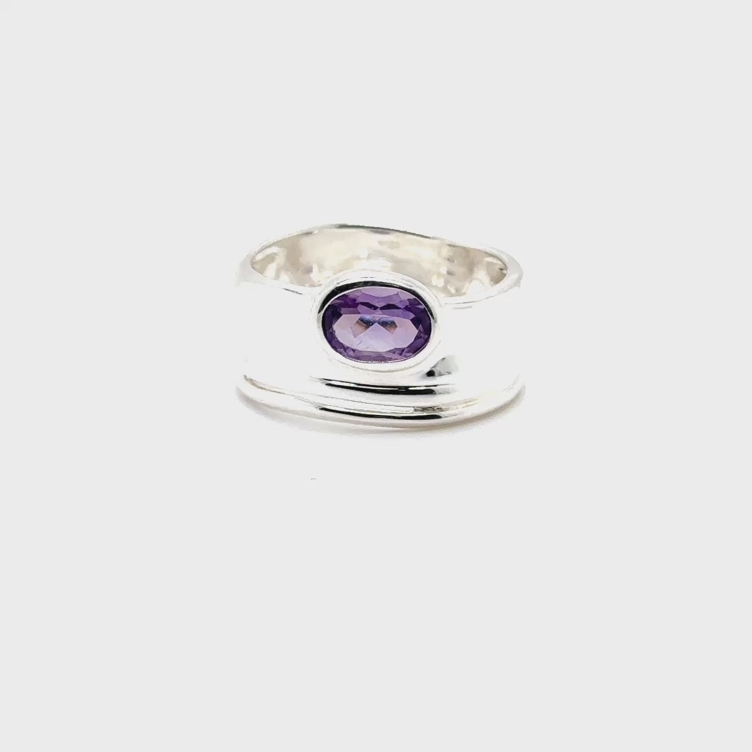 Silver Amethyst Statement Ring