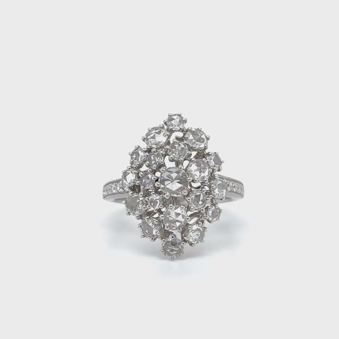 Rose Cut Diamond Cluster Ring