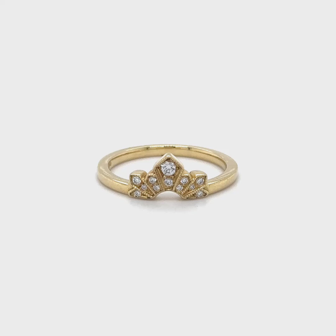 0.11ct Diamond Tiara Wedding Ring in Yellow Gold