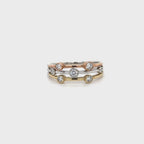 Tri-Gold Diamond Bubble Ring