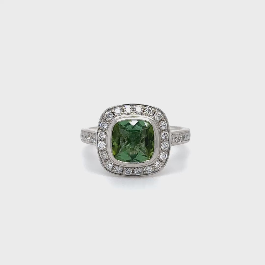 Green Tourmaline & Diamond Ring