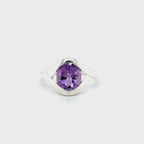 Sterling Silver Oval Amethyst Ring