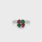 Green Garnet & Tourmaline Cluster Ring