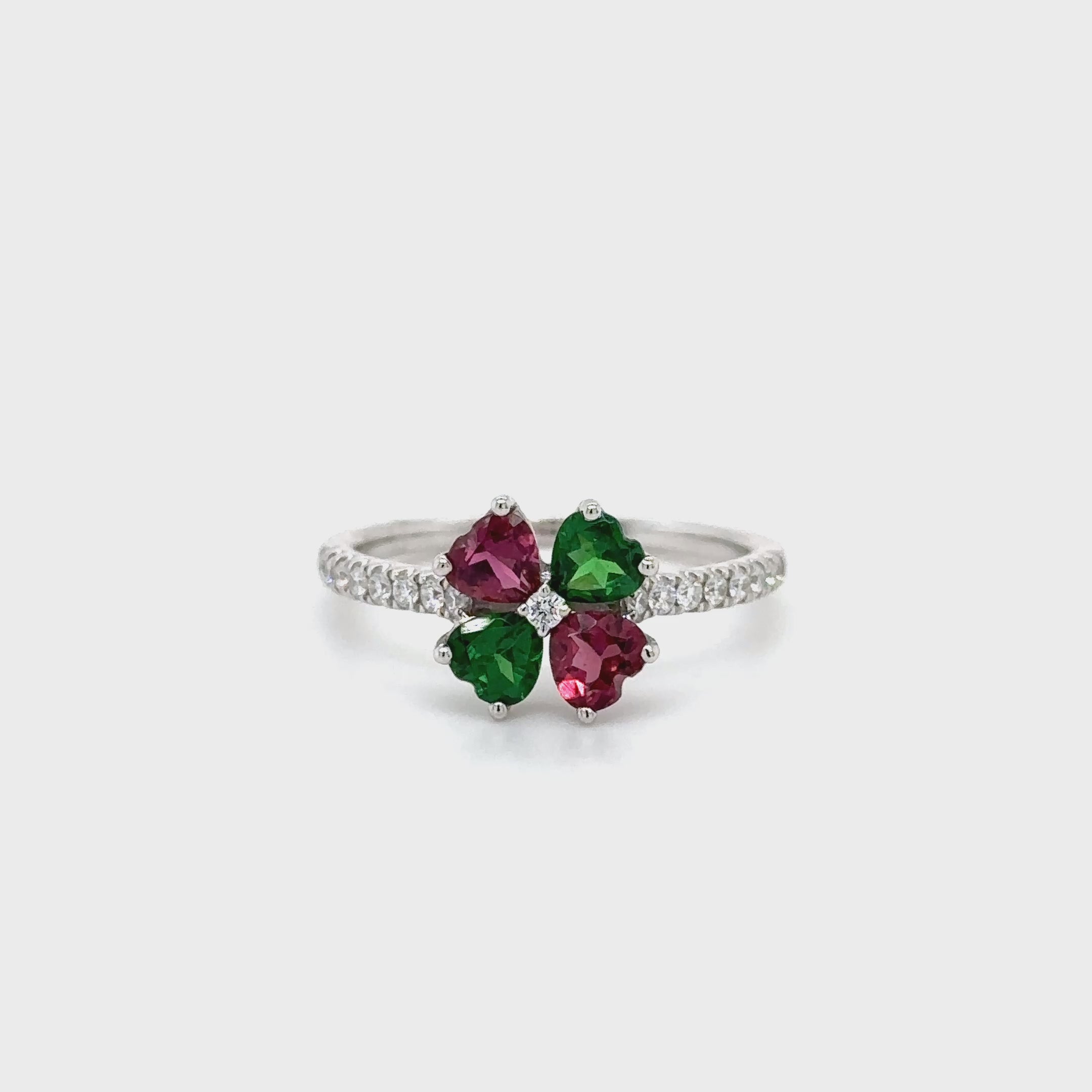 Green Garnet & Tourmaline Cluster Ring