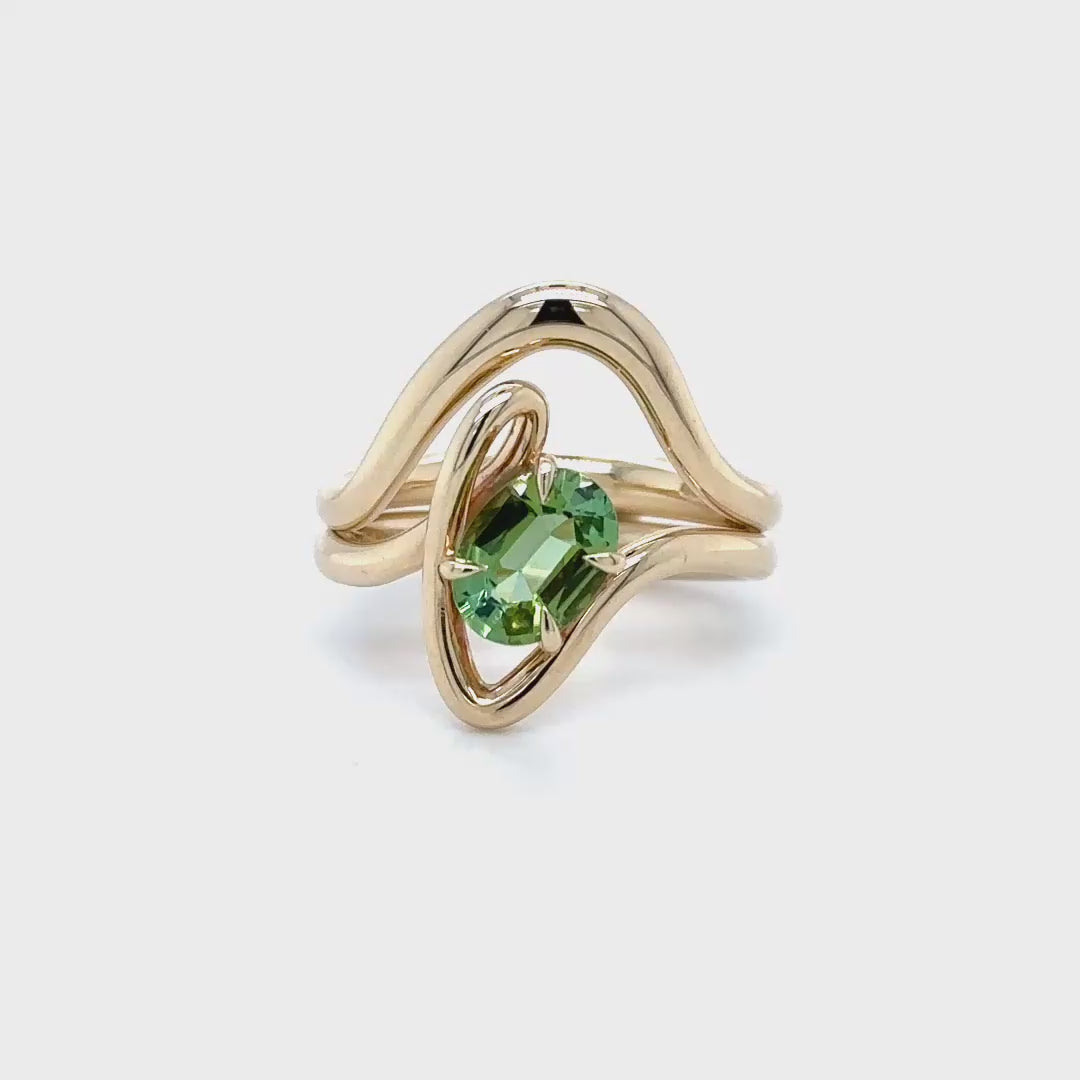 Flourish 9ct Yellow Gold & Green Tourmaline Ring