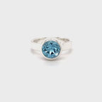 Silver Blue Topaz Bezel Set Ring