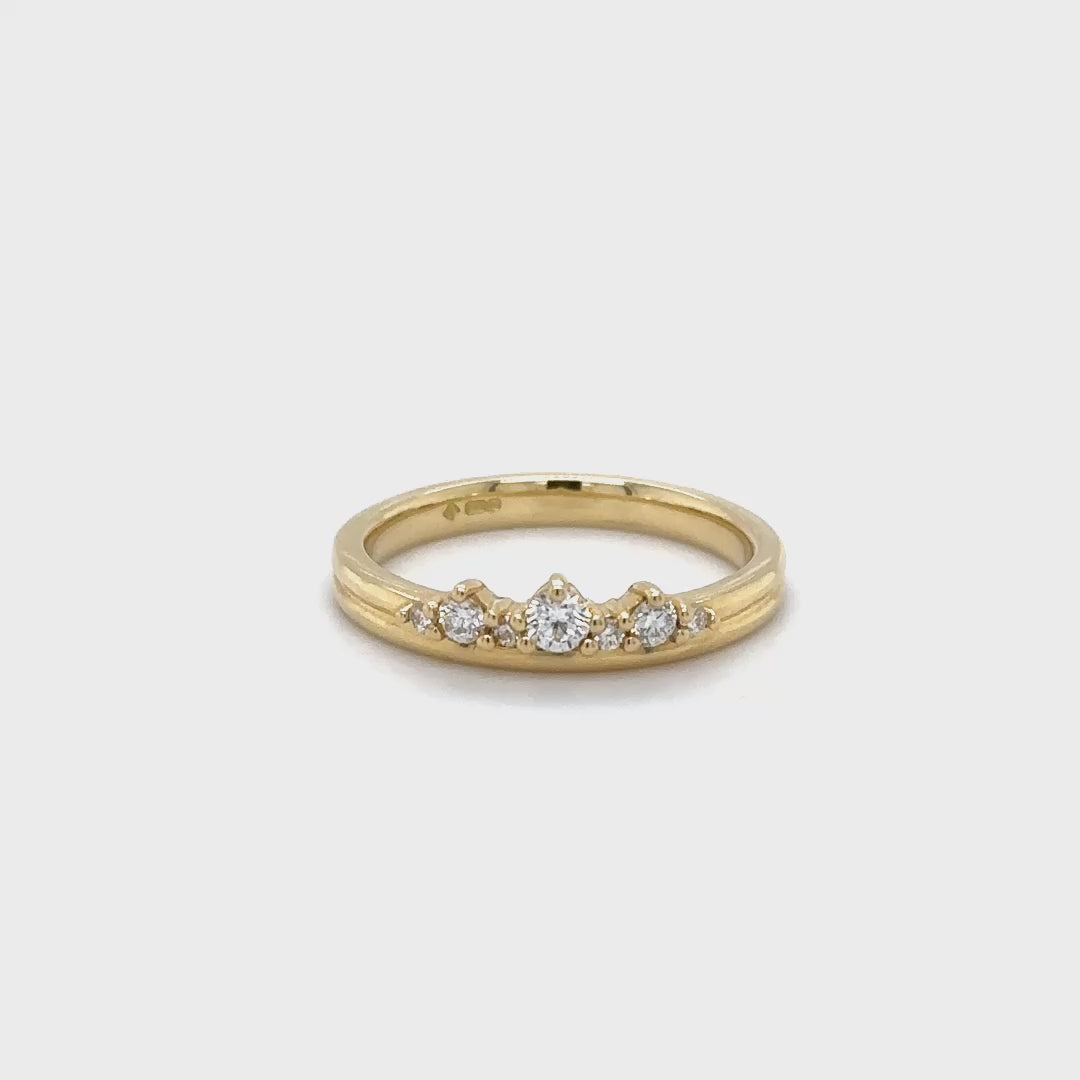 0.21ct Diamond Tiara Wedding Ring in Yellow Gold