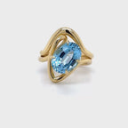 Flourish 18ct Yellow Gold & Blue Topaz Ring