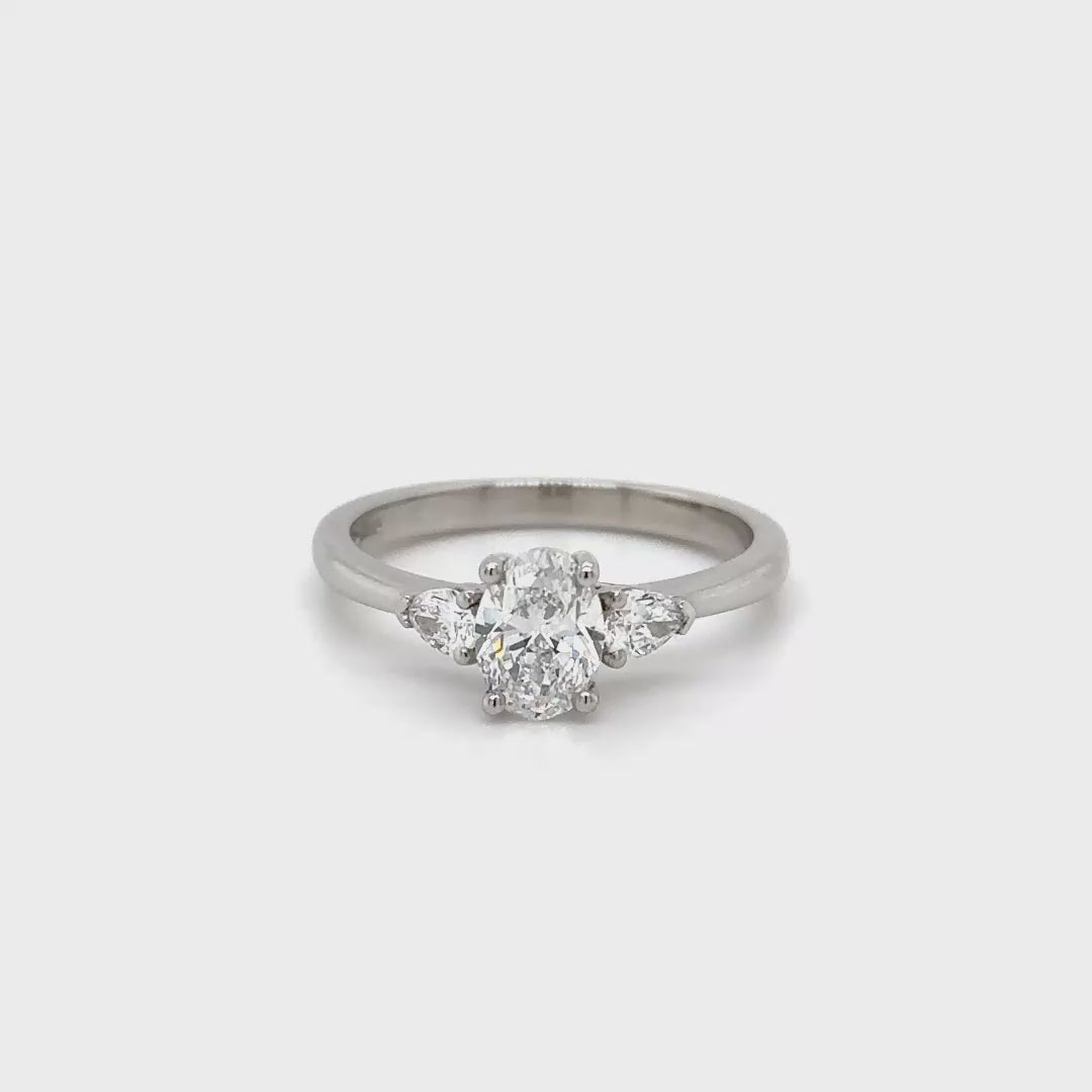 Oval Cut Diamond Trilogy Ring