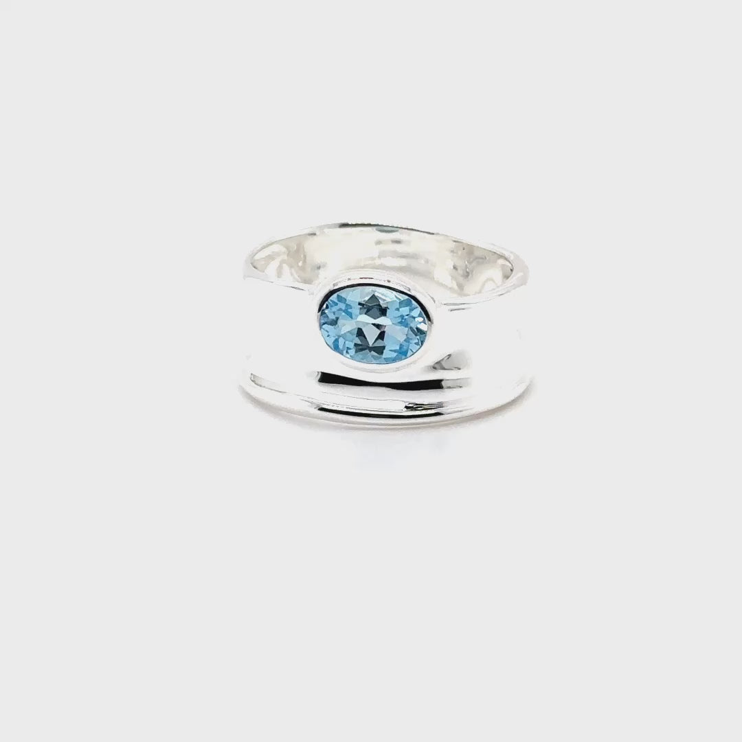 Silver Blue Topaz Statement Ring