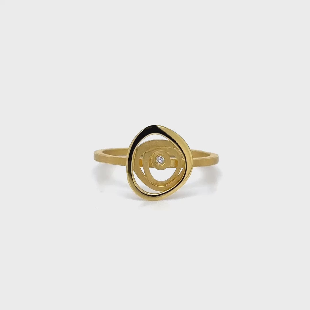 Contoured Gold & Diamond Ring