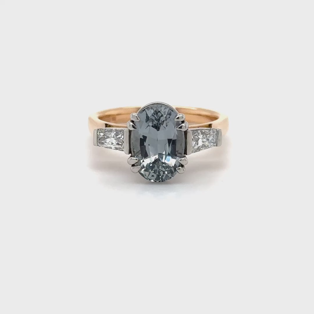 Grey Sapphire & Diamond Ring