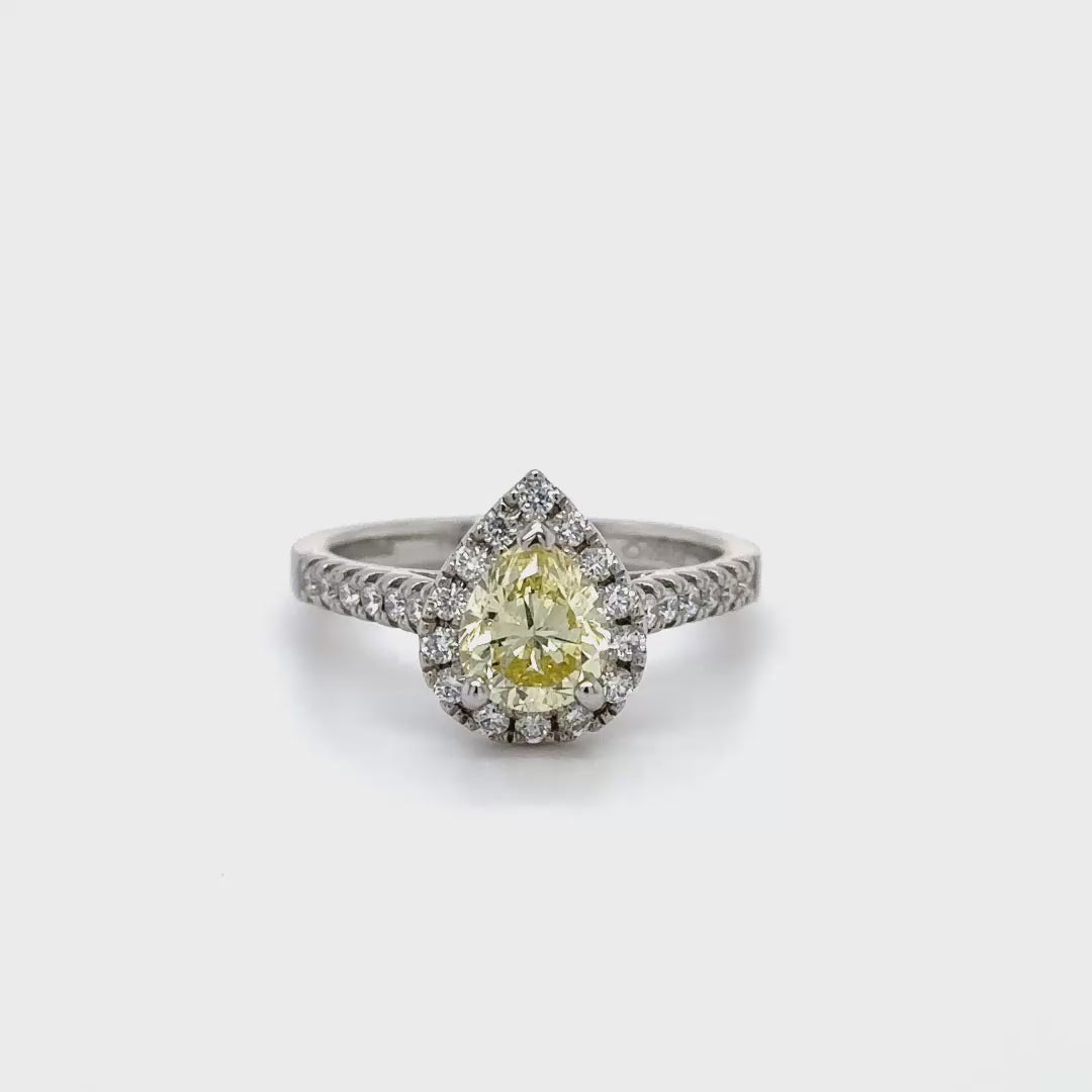 Pear Cut Yellow Diamond Cluster Ring