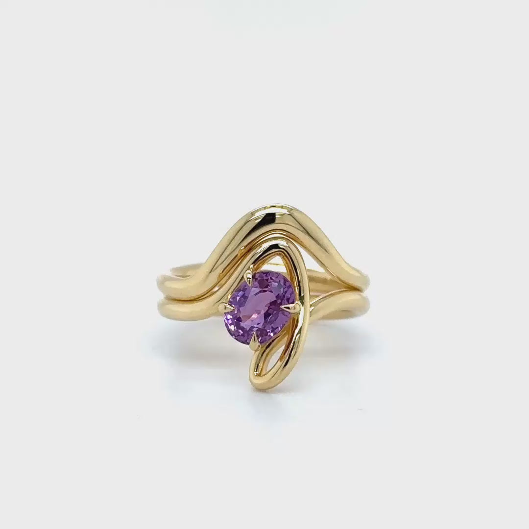 Flourish 18ct Yellow Gold & Purple Sapphire Ring