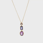 18ct Gold Tanzanite & Amethyst Drop Pendant