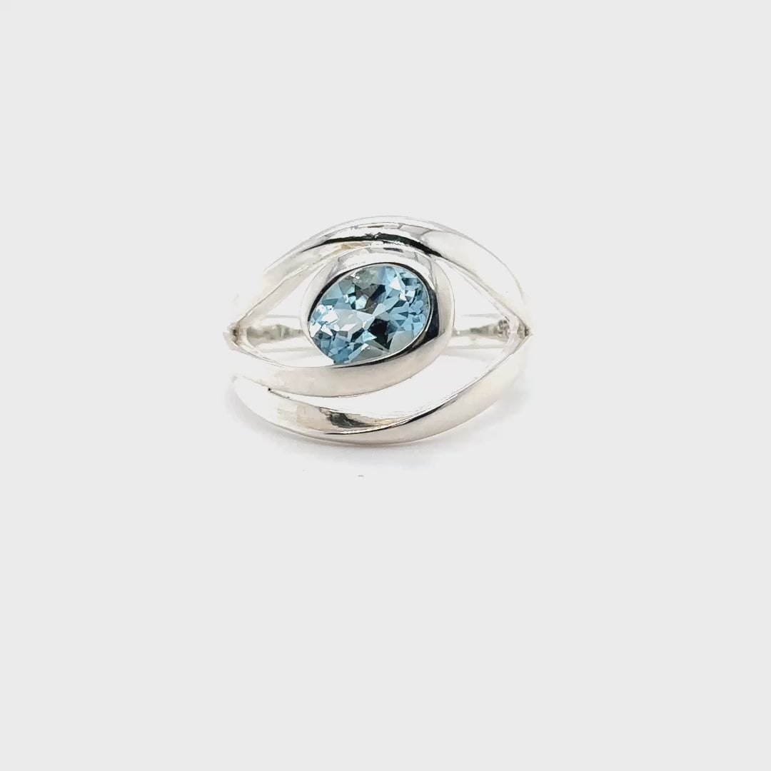 Silver Blue Topaz Wrap Ring