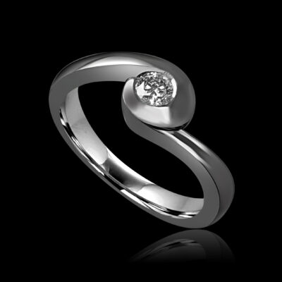 Contemporary Diamond Solitaire Ring