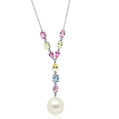 Pastel Coloured Sapphire & Pearl Necklace