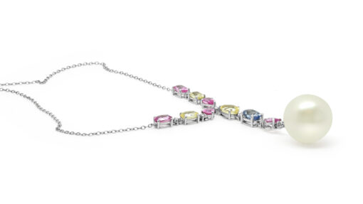 Pastel Coloured Sapphire & Pearl Necklace