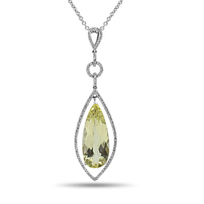 Lemon Quartz Diamond Necklace