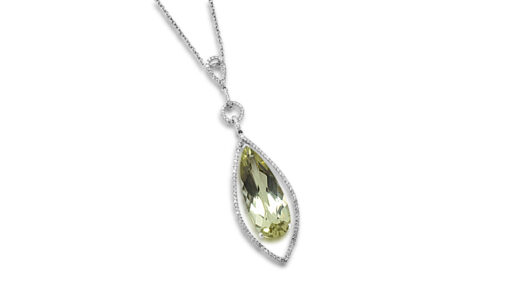Lemon Quartz Diamond Necklace