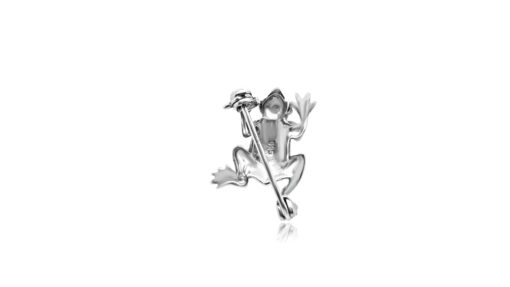 Silver Frog Marcasite Brooch