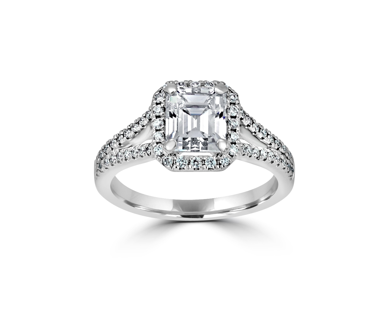1.70ct Emerald Cut Diamond Halo Ring