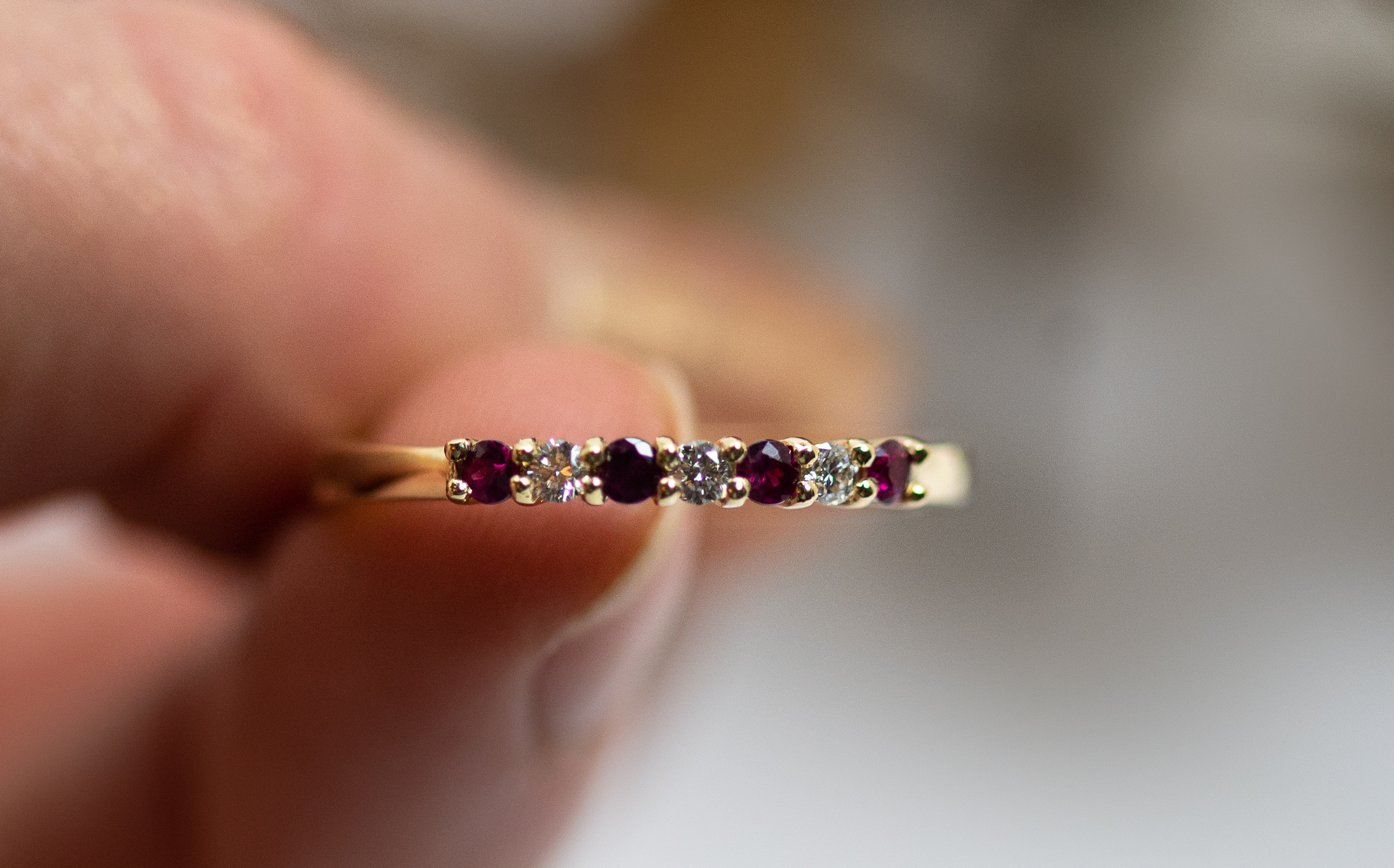 18ct Yellow Gold Ruby & Diamond Eternity Ring - Coppins