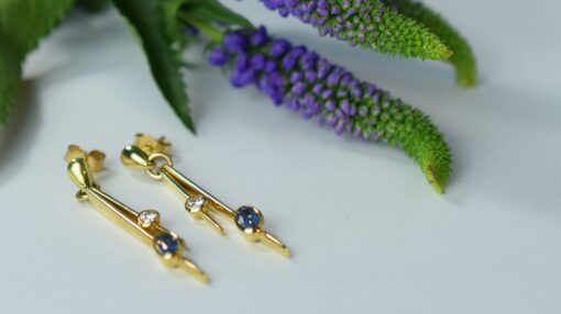 Modern Sapphire & Diamond Earrings