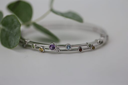 Multi Coloured Silver Bangle