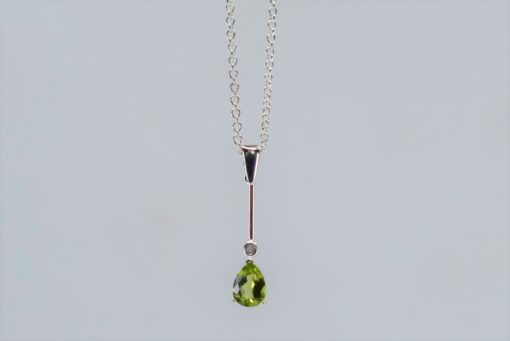 Silver Pear Shaped Peridot Pendant - Image 2