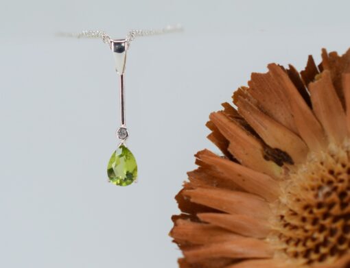 Silver Pear Shaped Peridot Pendant