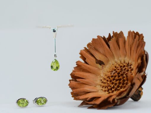 Silver Pear Shaped Peridot Pendant - Image 3