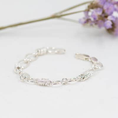 Silver Oval Link & Circles Bracelet
