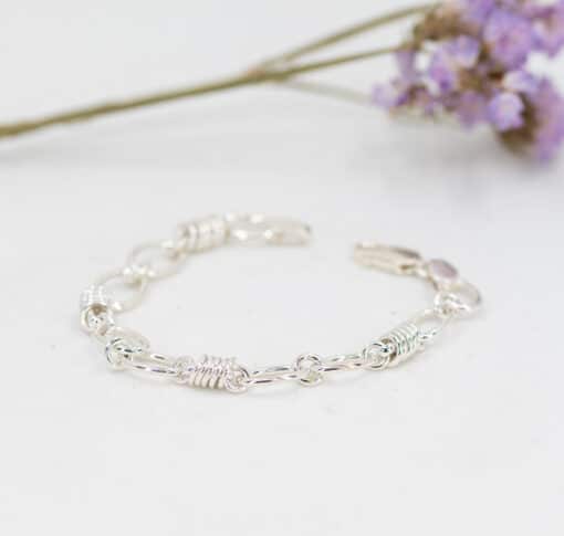Silver Oval Link & Circles Bracelet