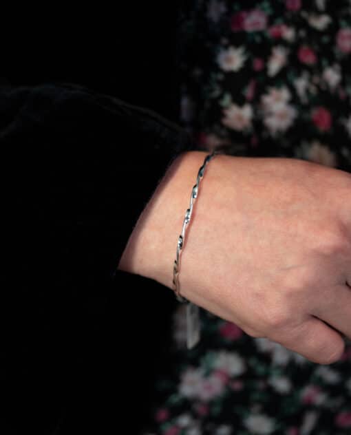Twisted Silver Bangle - Image 2