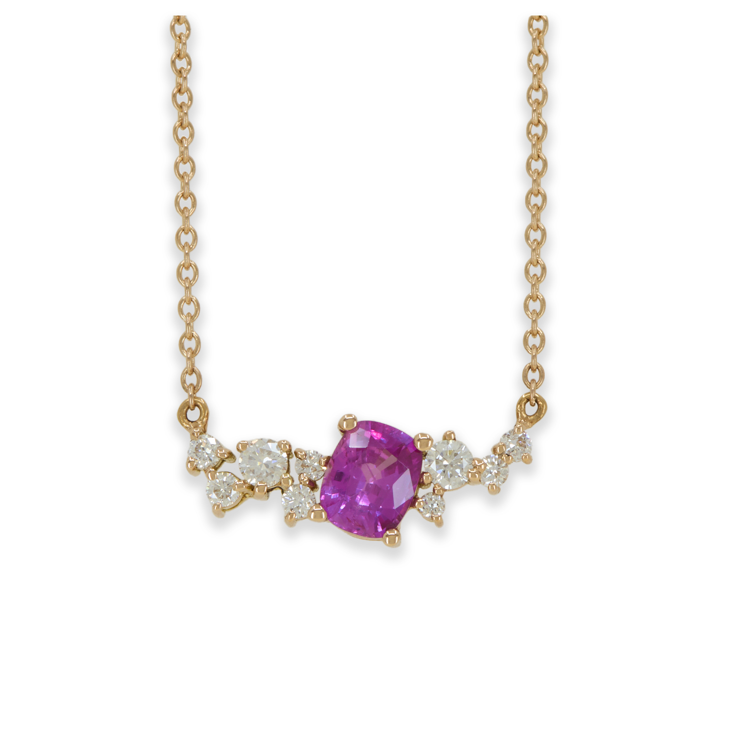 Pink Sapphire & Diamond Scatter Pendant - Coppins Jewellery