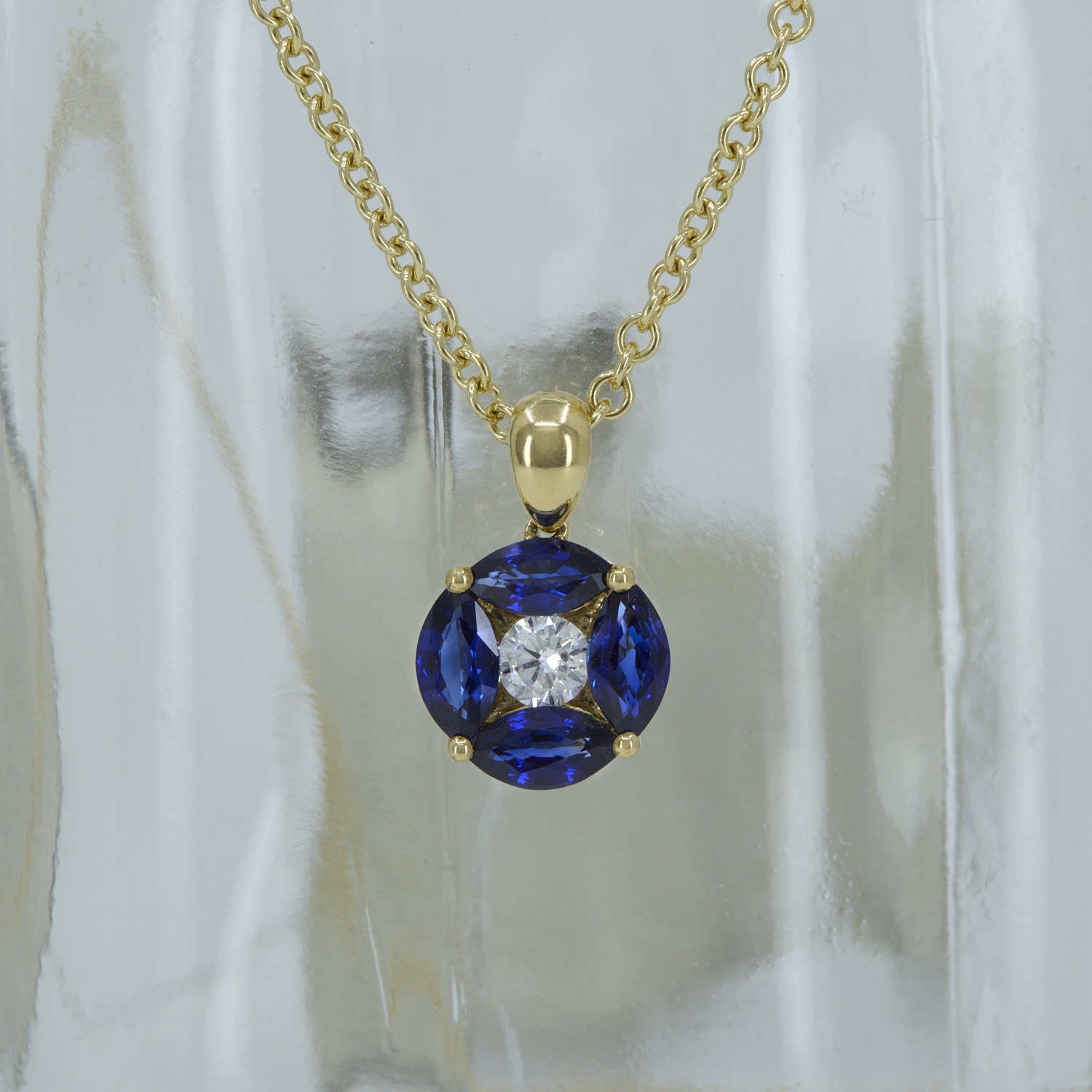 Sapphire & Diamond Cluster Pendant - Coppins Jewellery