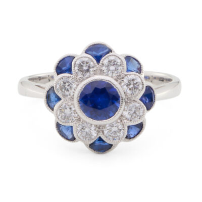 Vintage Inspired Sapphire Flower Ring