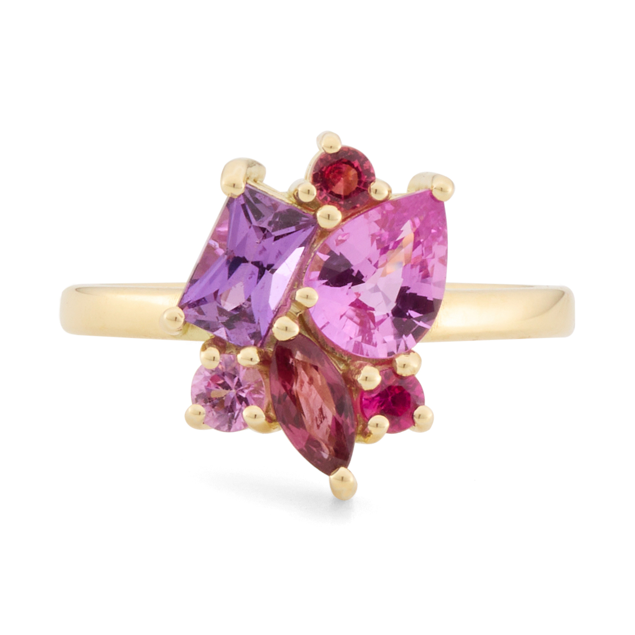 Sapphire & Ruby Cluster Ring