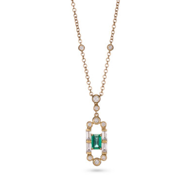Art Deco Emerald & Diamond Pendant