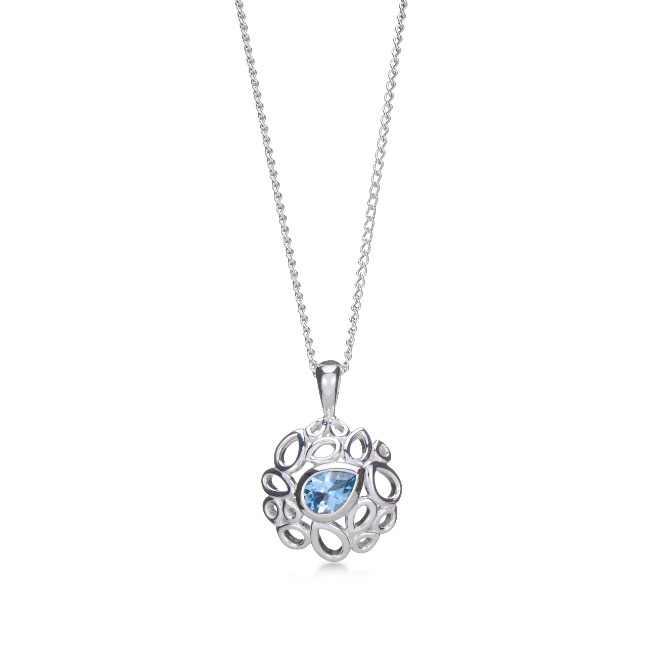 Pear-Shaped Blue Topaz Pendant - Coppins Jewellery