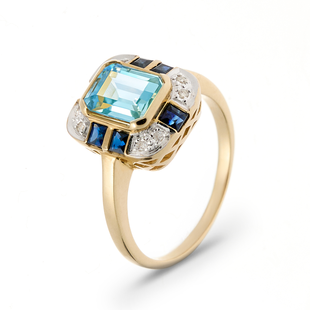 Art Deco Blue Topaz Ring