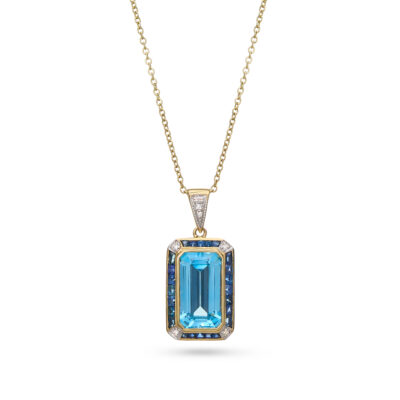 Art Deco Blue Topaz Pendant