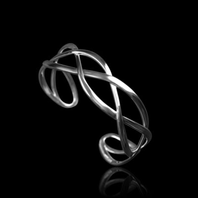 Woven Silver Cuff Bangle